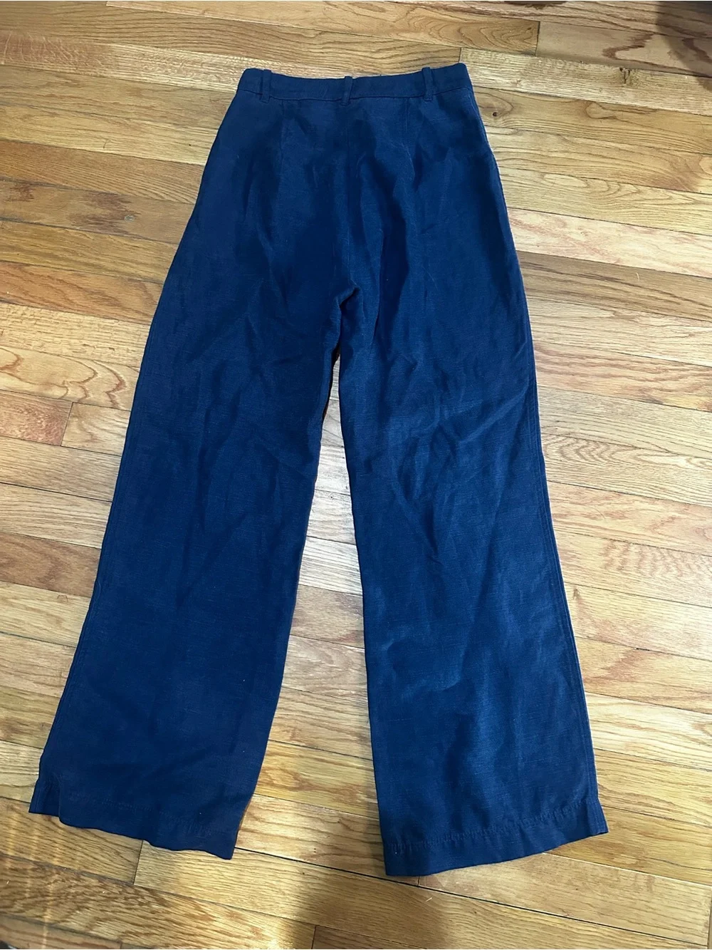 Wilfred Aritzia Navy Wide Leg Linen Pants High Waist Minimalist Cropped 0